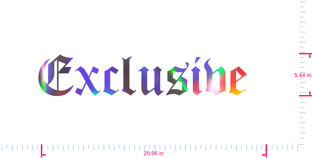 Text Exklusiver Vinyl-Aufkleber mit individuellem Schriftzug / 5,44 x 29,96 Zoll / OilSlick Chrome /