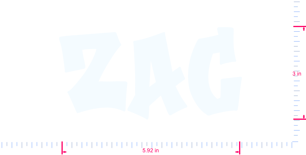 Text Zac Vinyl custom lettering decall/3 x 5.92 in/ White /