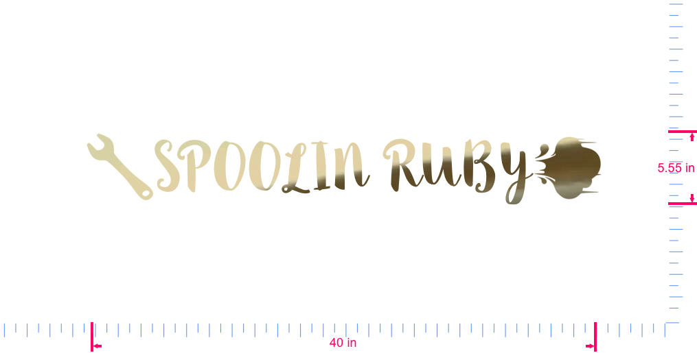 Text 🔧SPOOLIN RUBY💨 Vinyl-Aufkleber mit individuellem Schriftzug/5,55 x 40 Zoll/ Goldchrom /