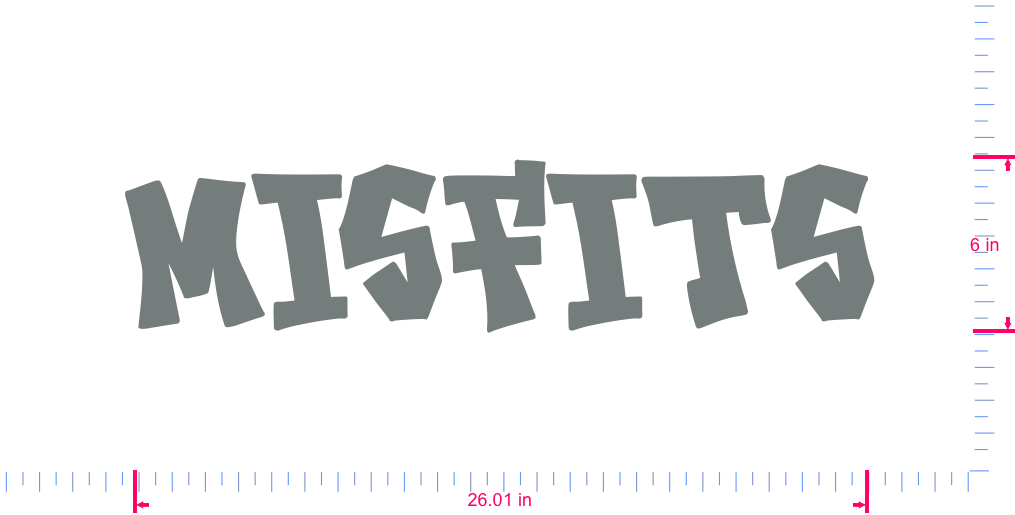 Text Misfits Vinyl custom lettering decall/6 x 26.01 in/ Grey /
