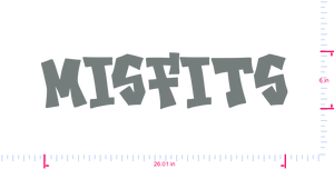 Text Misfits Vinyl custom lettering decall/6 x 26.01 in/ Grey /