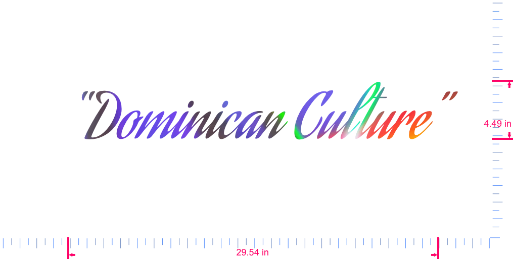 Text “Dominican Culture” Vinyl custom lettering decall/4.49 x 29.54 in/ OilSlick Chrome /