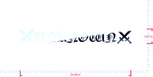 Text ⚔️UNKNOWN⚔️ Vinyl custom lettering decall/3.07 x 23.98 in/ Mirror Chrome /