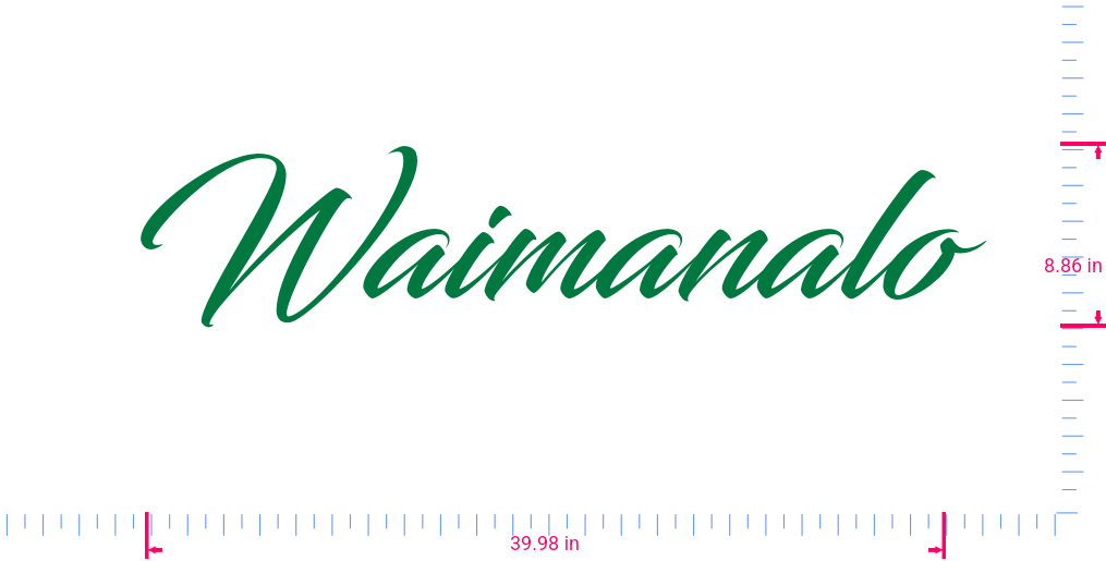 Text Waimanalo Vinyl custom lettering decall/8.86 x 39.98 in/ Grass Green /