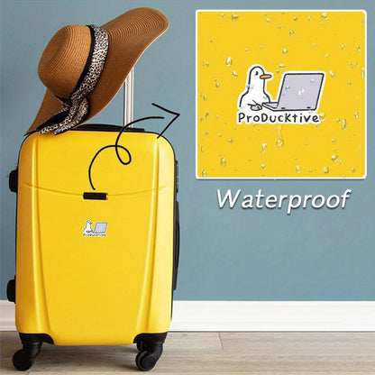 Producktive Productive Duck Laptop Sticker - Cute Duck with Laptop Design, Glossy End, Easy Application & Residue-Free Removal, for Macbook, PC, Notebook, Office Desk Decoration - Funny Workspace Decor for Productivity Boost, Notebook Accessory
