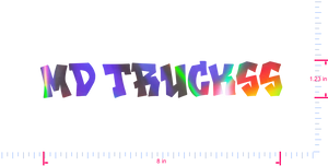 Text MD TRUCKSS Vinyl-Aufkleber mit individuellem Schriftzug/1,23 x 8 Zoll/ OilSlick Chrome /