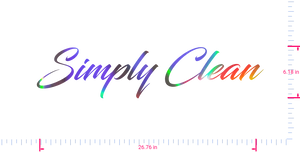 Text Simply Clean Vinyl custom lettering decall/6.18 x 26.76 in/ OilSlick Chrome /