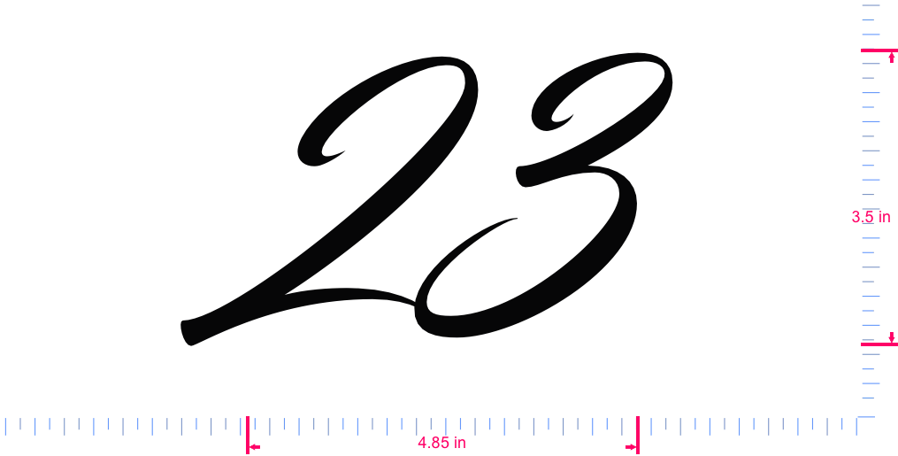 Text 23 Vinyl custom lettering decall/3.5 x 4.85 in/ Black /