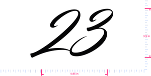 Text 23 Vinyl custom lettering decall/3.5 x 4.85 in/ Black /