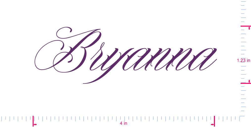 Text Bryanna Vinyl custom lettering decall/1.23 x 4 in/ Violet /