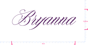 Text Bryanna Vinyl custom lettering decall/1.23 x 4 in/ Violet /