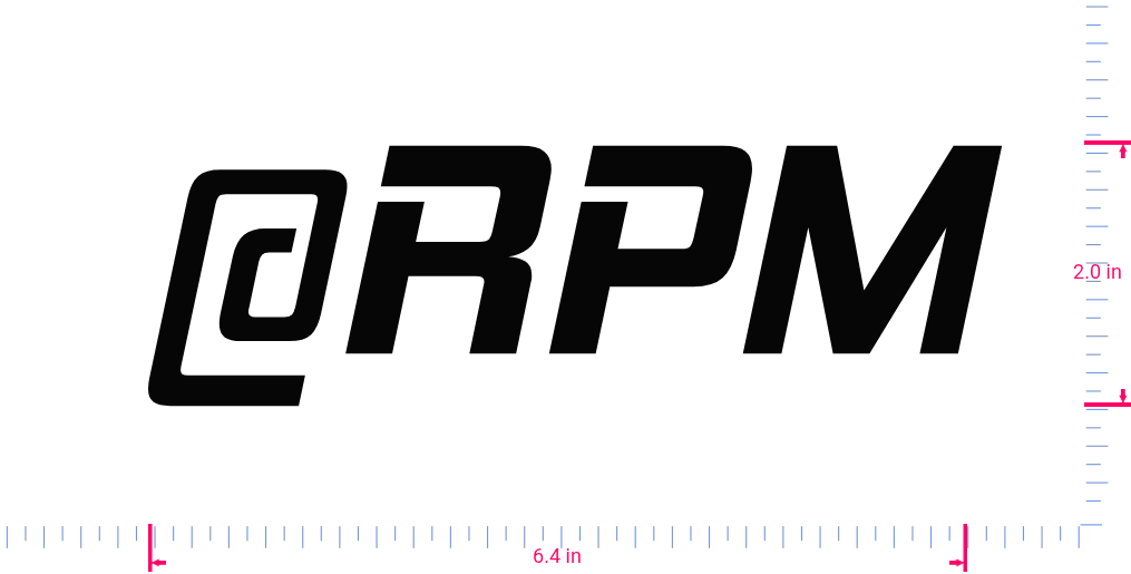 Text @RPM Vinyl custom lettering decall/2.0 x 6.4 in/ Black /