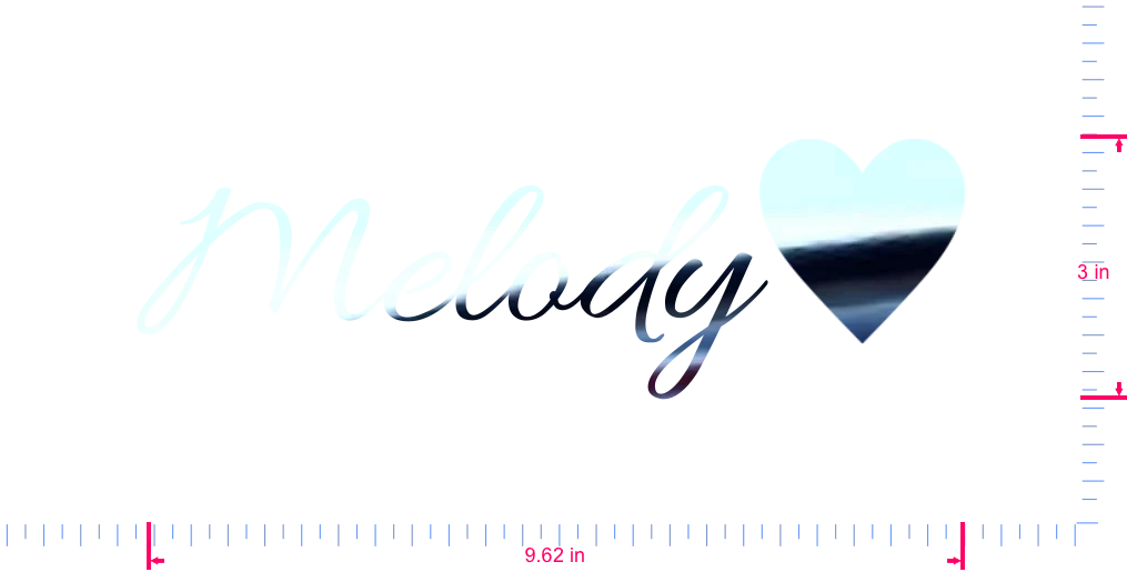 Text Melody❤️ Vinyl custom lettering decall/3 x 9.62 in/ Mirror Chrome /