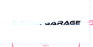 Text 5 star garage Vinyl custom lettering decall/2.55 x 43.47 in/ Mirror Chrome /