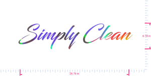 Text Simply Clean Vinyl custom lettering decall/6.18 x 26.76 in/ OilSlick Chrome /