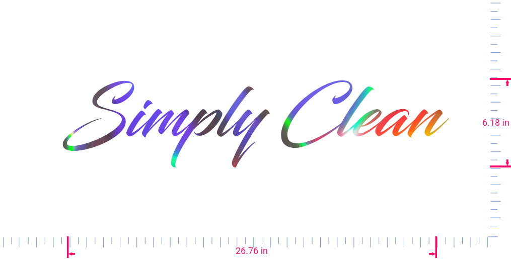 Text Simply Clean Vinyl custom lettering decall/6.18 x 26.76 in/ OilSlick Chrome /