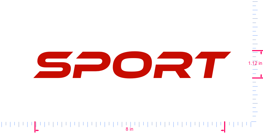 Text Sport Vinyl-Aufkleber mit individuellem Schriftzug / 1,12 x 8 Zoll / Rot /