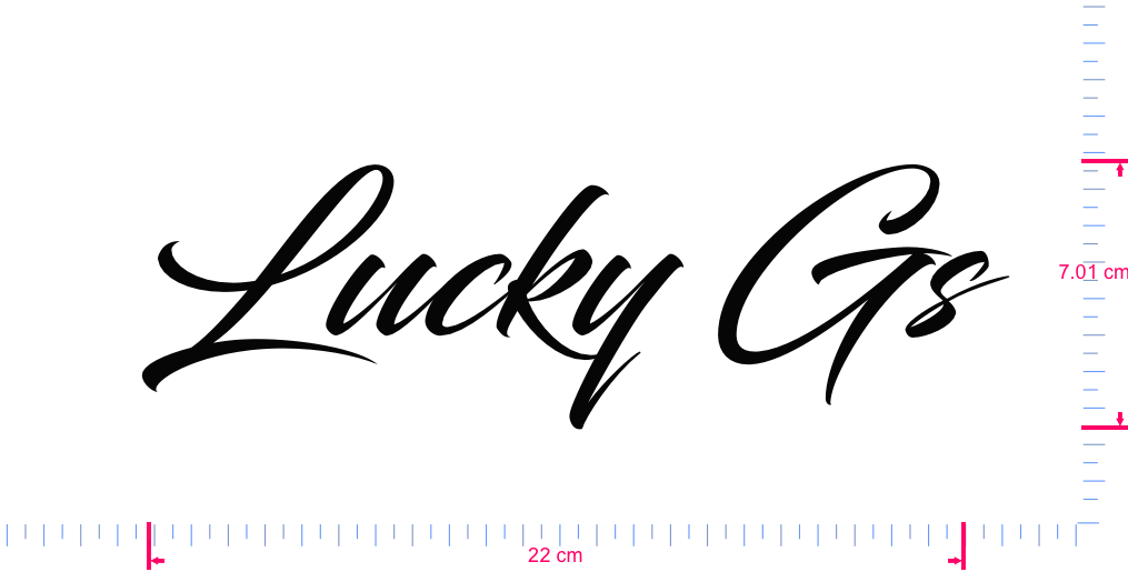 Text Lucky Gs Vinyl-Schriftzug-Aufkleber / 7,01 x 22 cm / Schwarz /
