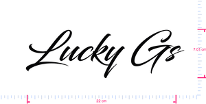 Text Lucky Gs Vinyl-Schriftzug-Aufkleber / 7,01 x 22 cm / Schwarz /