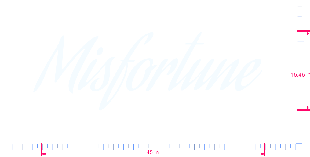 Text Misfortune  Vinyl custom lettering decall/15.46 x 45 in/ White /