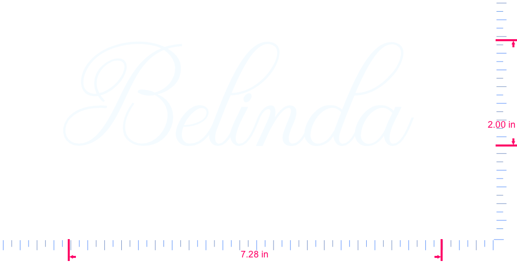Text Belinda  Vinyl custom lettering decall/2.00 x 7.28 in/ White /