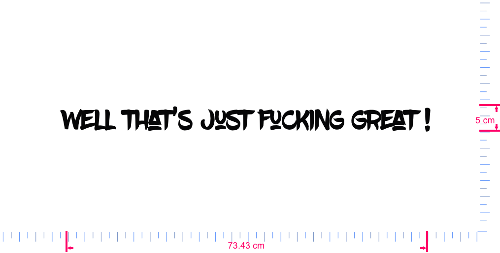 Text Well that’s just fucking great ! Vinyl custom lettering decall/5 x 73.43 cm/ Black /