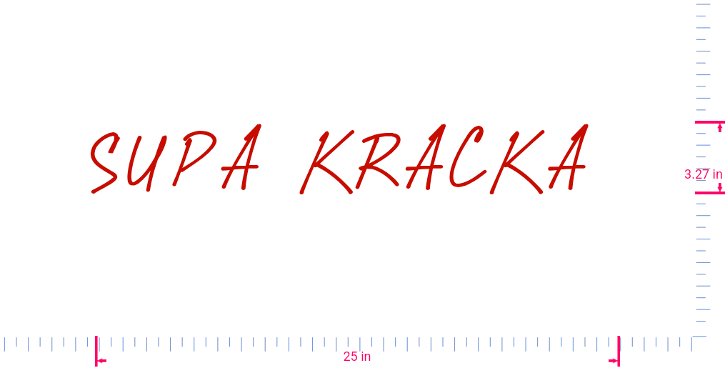 Text SUPA KRACKA  Vinyl custom lettering decall/3.27 x 25 in/ Red /