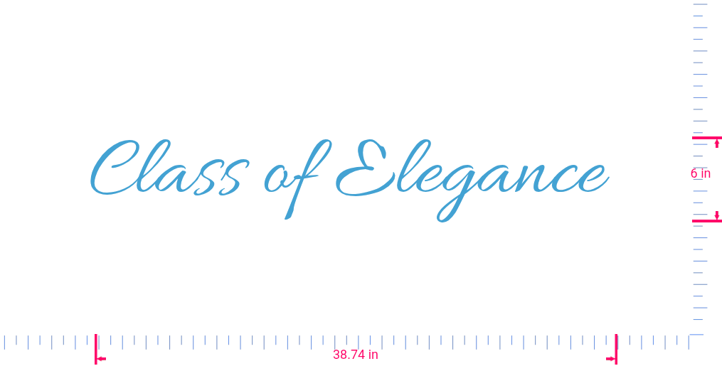 Text Class of Elegance  Vinyl custom lettering decall/6 x 38.74 in/ Ice Blue /
