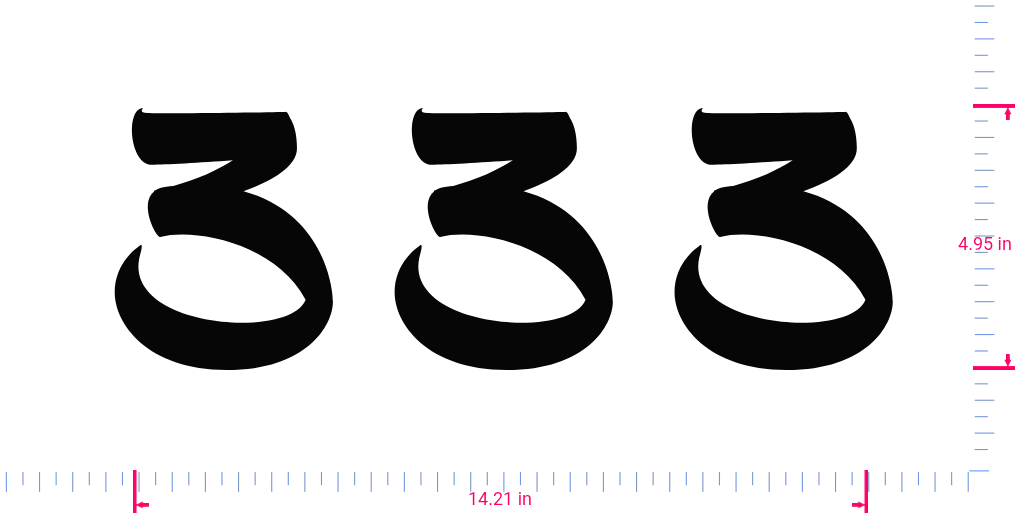 Text 3 3 3 Vinyl custom lettering decall/4.95 x 14.21 in/ Black /