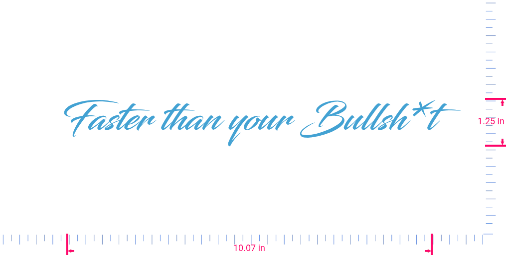 Text Faster than your Bullsh*t Vinyl custom lettering decall/1.25 x 10.07 in/ Ice Blue /