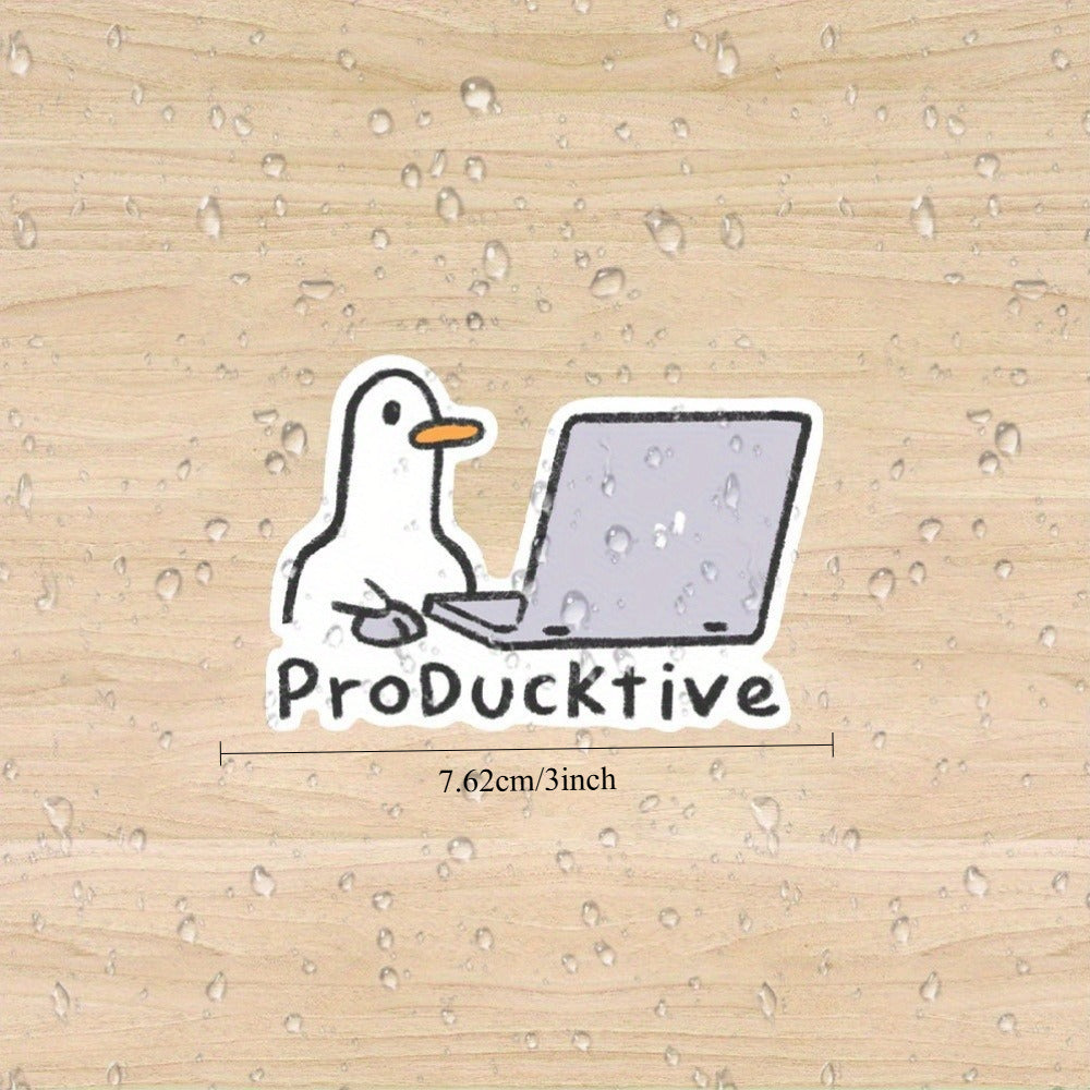 Producktive Productive Duck Laptop Sticker - Cute Duck with Laptop Design, Glossy End, Easy Application & Residue-Free Removal, for Macbook, PC, Notebook, Office Desk Decoration - Funny Workspace Decor for Productivity Boost, Notebook Accessory