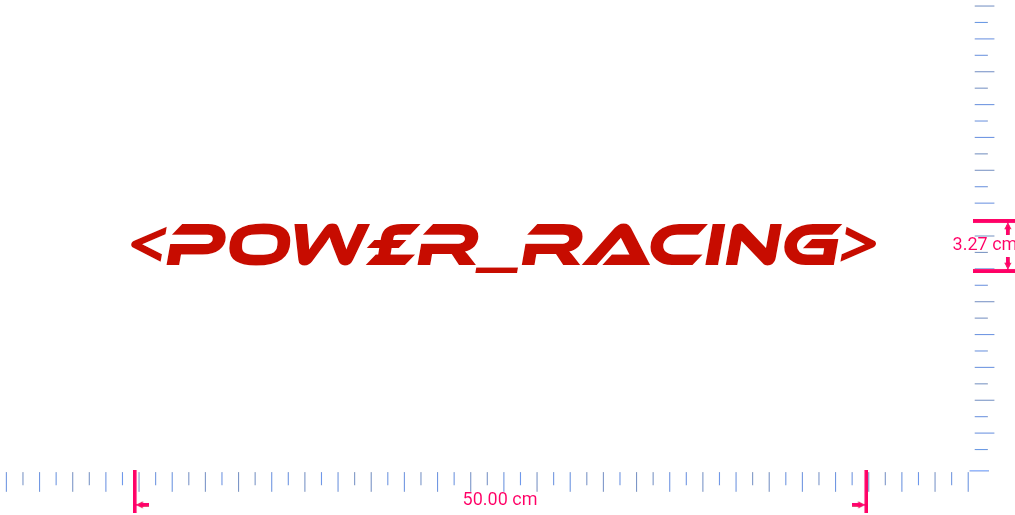 Text <Pow£r_racing> Vinyl custom lettering decall/3.27 x 50.00 cm/ Red /