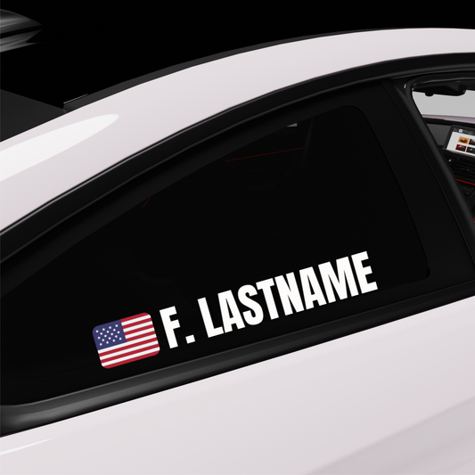 Custom Name - Rally, Bike, Car - Any Flag or logo Decal