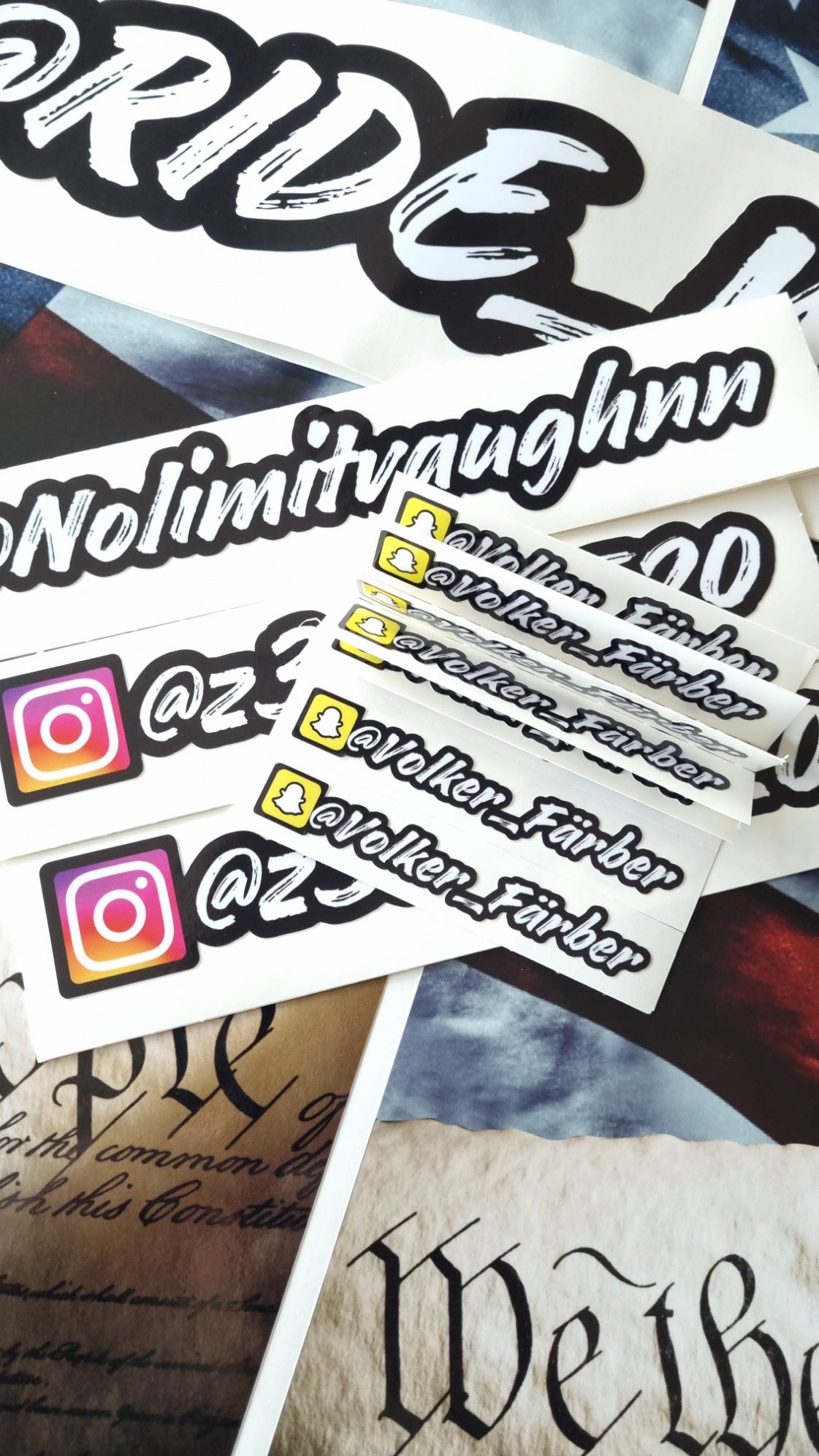 3x benutzerdefinierte Social-Media-Aufkleber, 3er-Pack