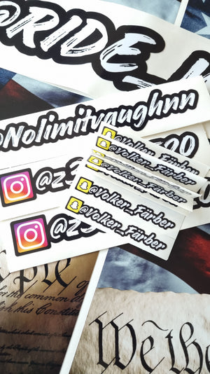 3x benutzerdefinierte Social-Media-Aufkleber, 3er-Pack