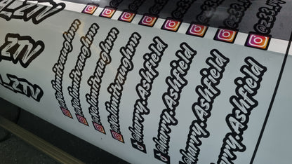 3x benutzerdefinierte Social-Media-Aufkleber, 3er-Pack