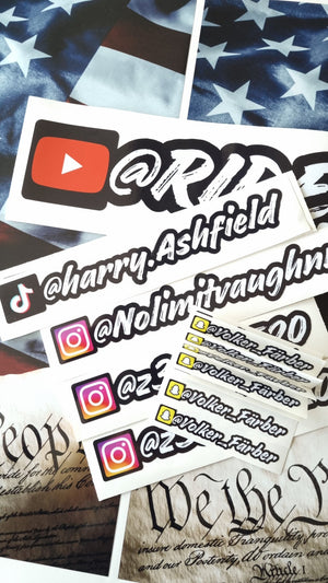 3x benutzerdefinierte Social-Media-Aufkleber, 3er-Pack