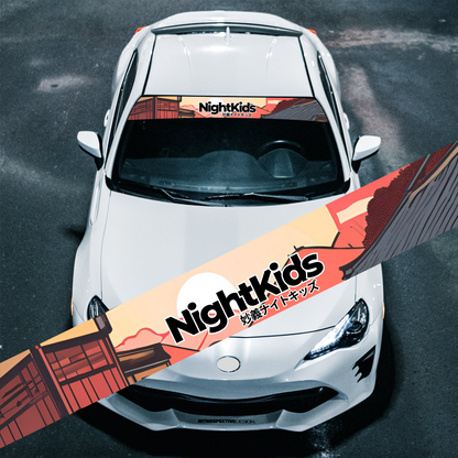 Bannière de pare-brise Initial D Anime NightKids haute résolution et de qualité professionnelle