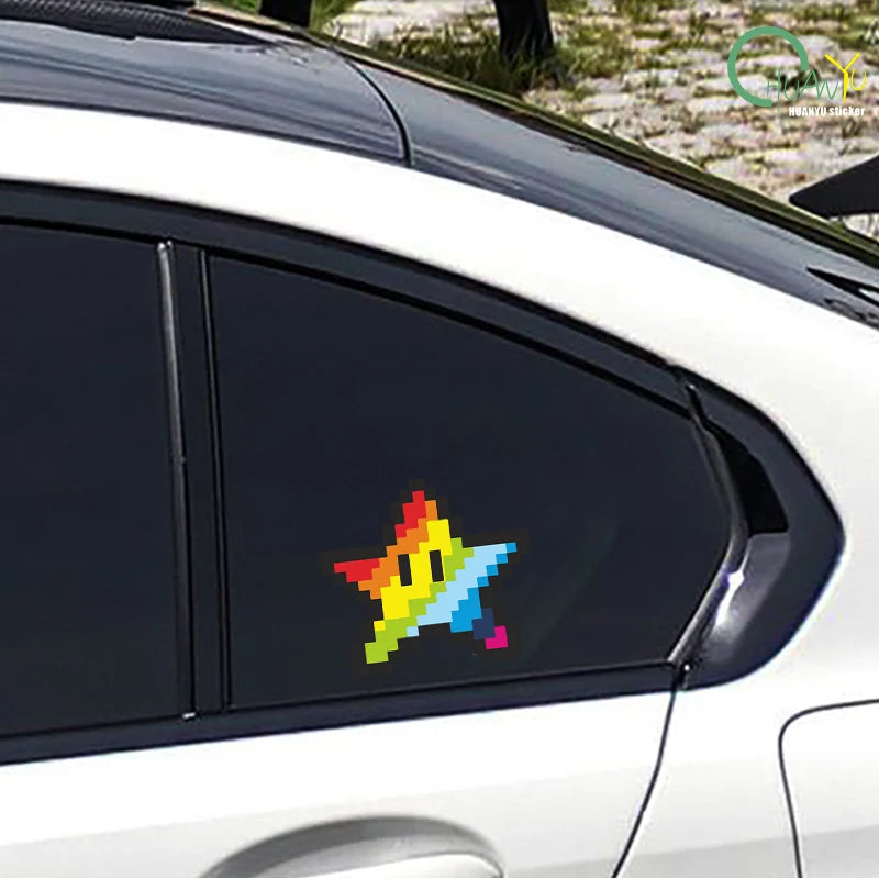 2x Pixel style rainbow star stickers