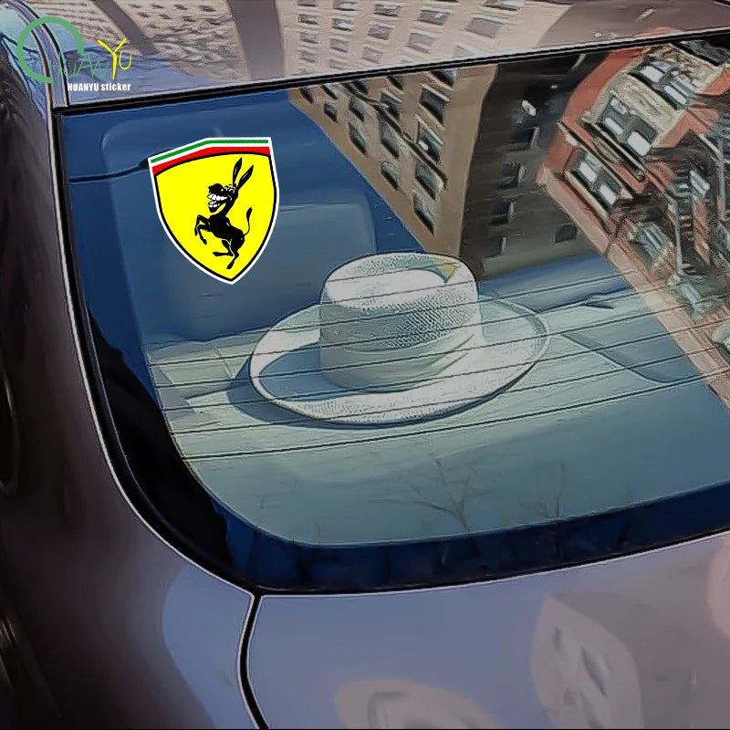 Car Sticker Donkey Pattern Reflective Self-adhesive Decal Decoration Shield Stickers Replacement for Ferrari