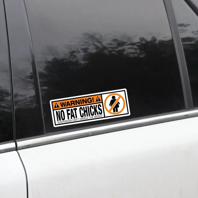 New Creative Design WARNING PVC Funny Decal WARNING No Fat Chicks Car Sticker PVC, 7CM