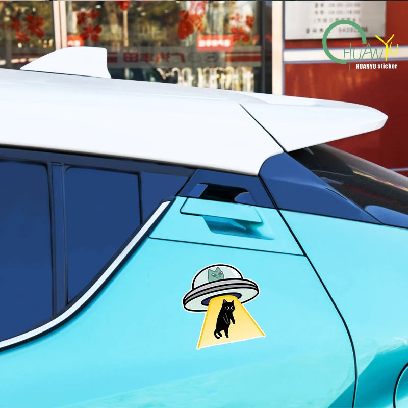 2x Cat UFO Creative Stickers