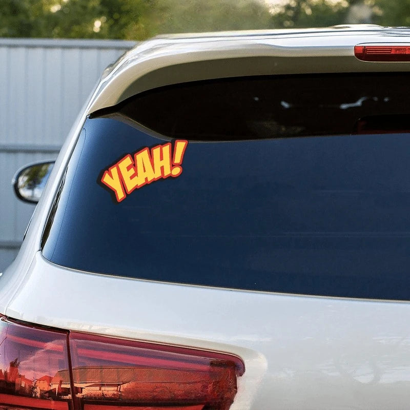 1pc Vibrant Yellow "YEAH!" Car Decal, Waterproof Vinyl Sticker, Cool Creative Decor for Car Body & Rear Window