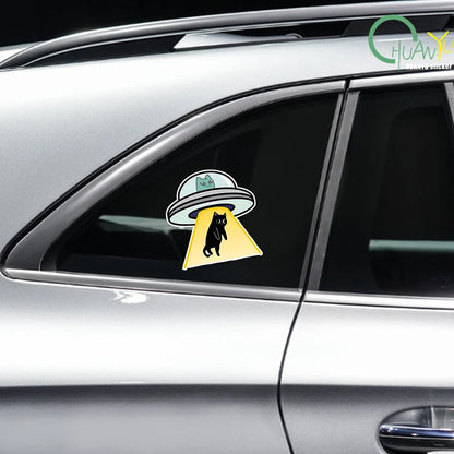 2x Cat UFO Creative Stickers