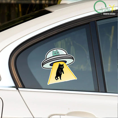 2x Cat UFO Creative Stickers