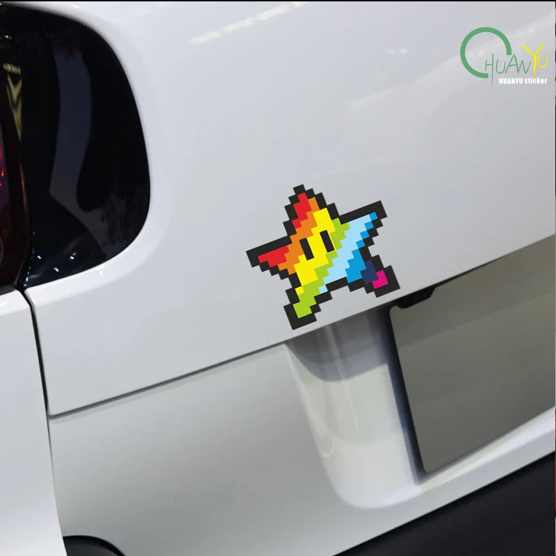 2x Pixel style rainbow star stickers
