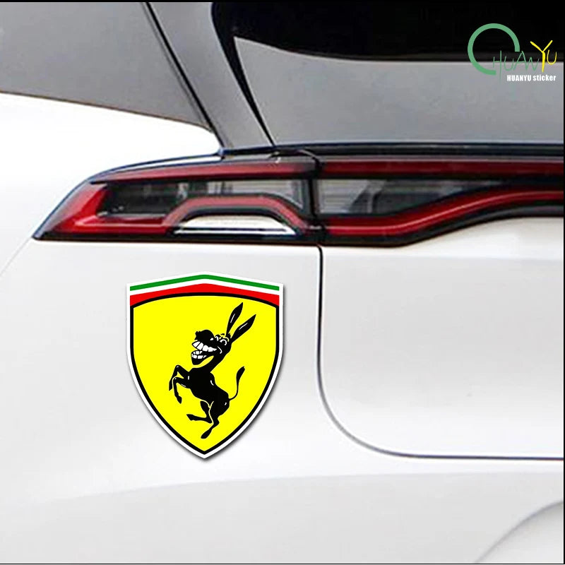 Car Sticker Donkey Pattern Reflective Self-adhesive Decal Decoration Shield Stickers Replacement for Ferrari
