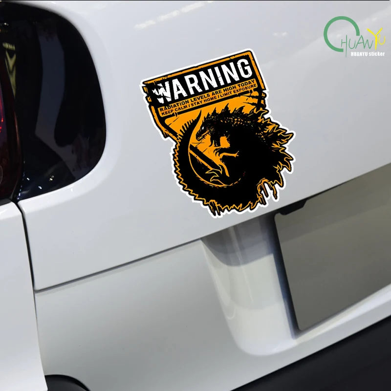 Monster Attack Warning Sign Reflective Car Stickers Electric Motorcycle Car Luggage Creative Decorative Stickers