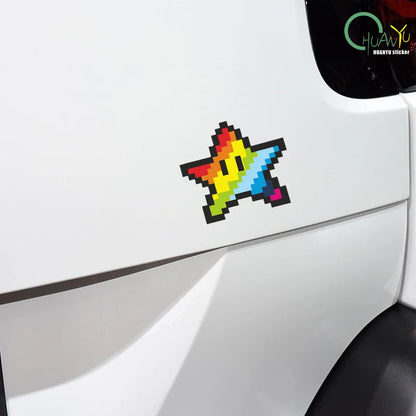 2x Pixel style rainbow star stickers