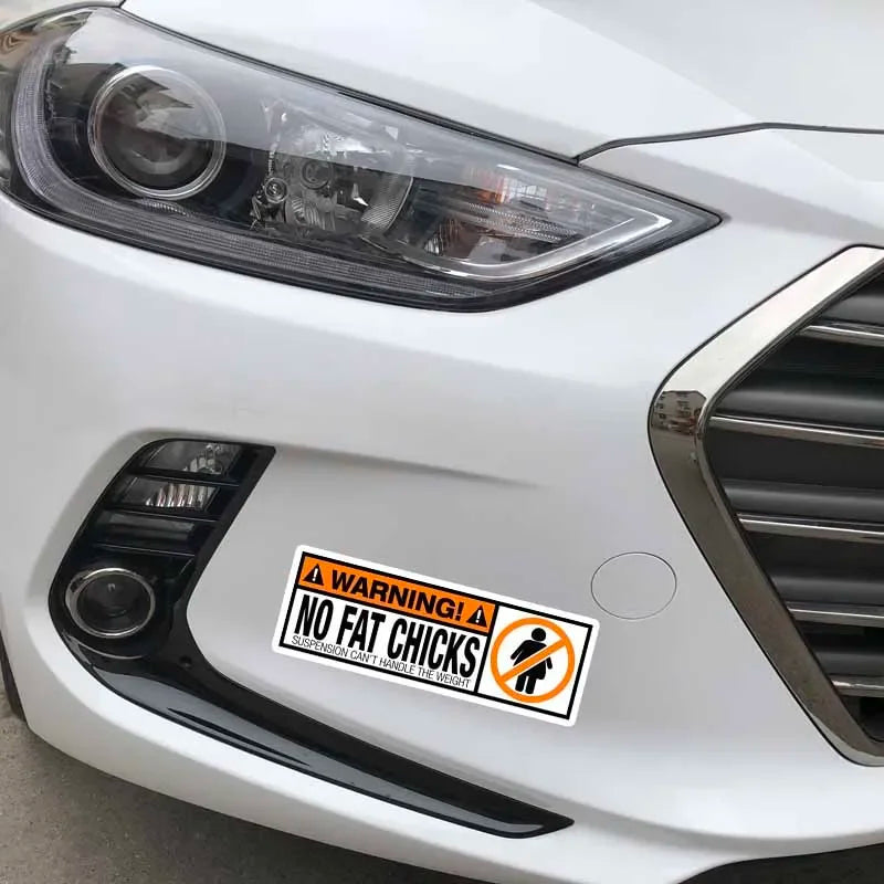 New Creative Design WARNING PVC Funny Decal WARNING No Fat Chicks Car Sticker PVC, 7CM